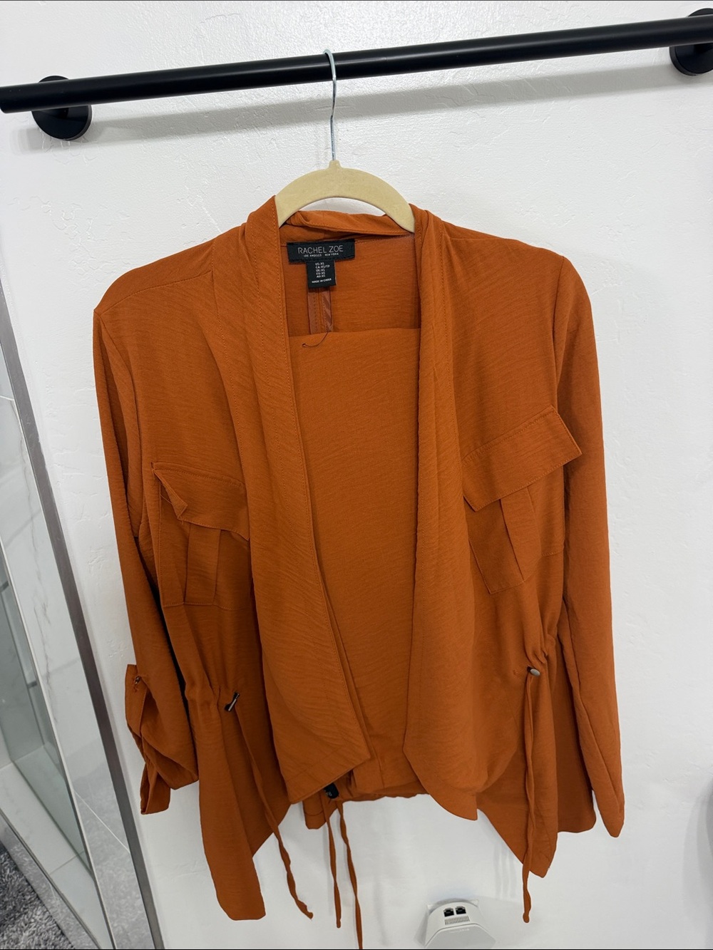 Rachel Zoe Burnt Orange Utility Open-Front Jacket